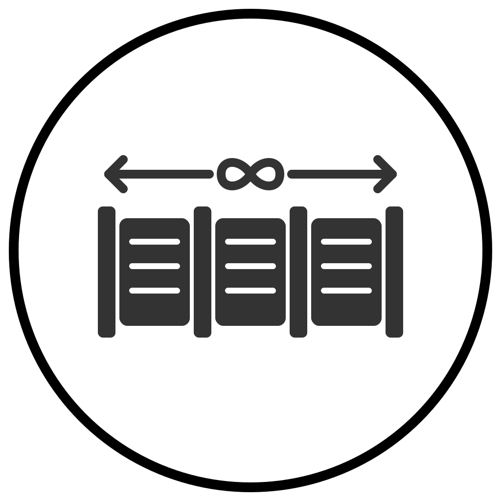 Virtually unlimited width with mullions Icon