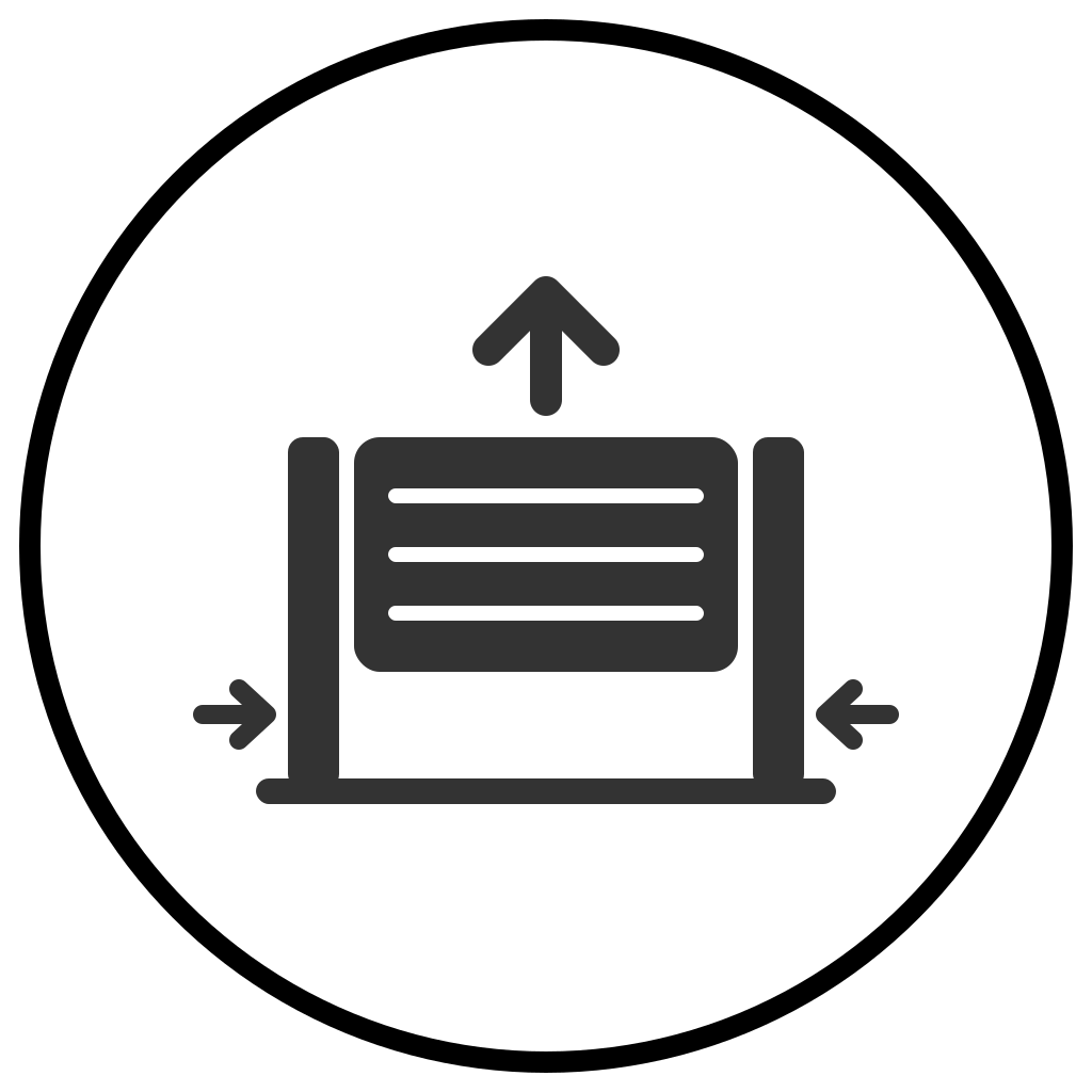 Vertical-lift, zero side space Icon