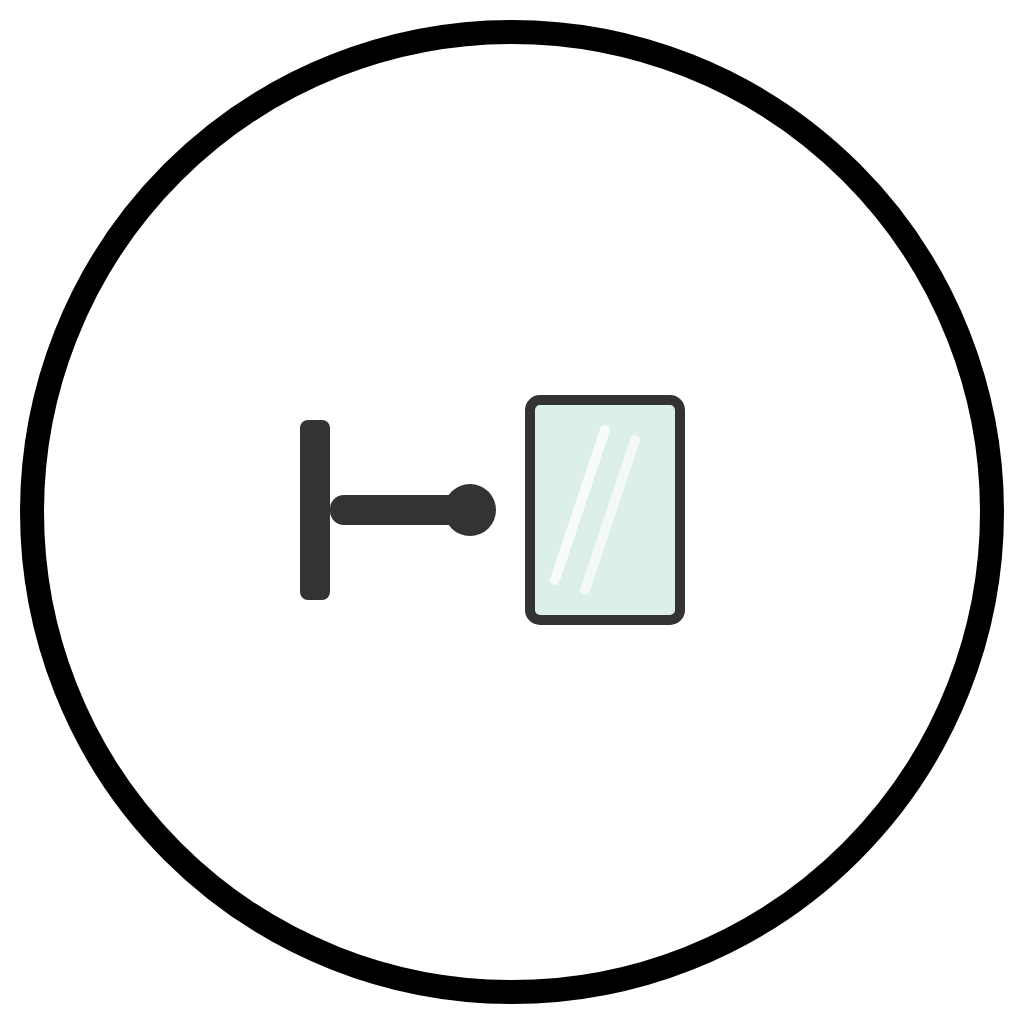 SS 304 Arm or Toughened Glass Icon